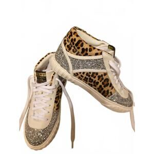 Vintage Havana Women's Leopard Print and Glitter Sneakers, size 9